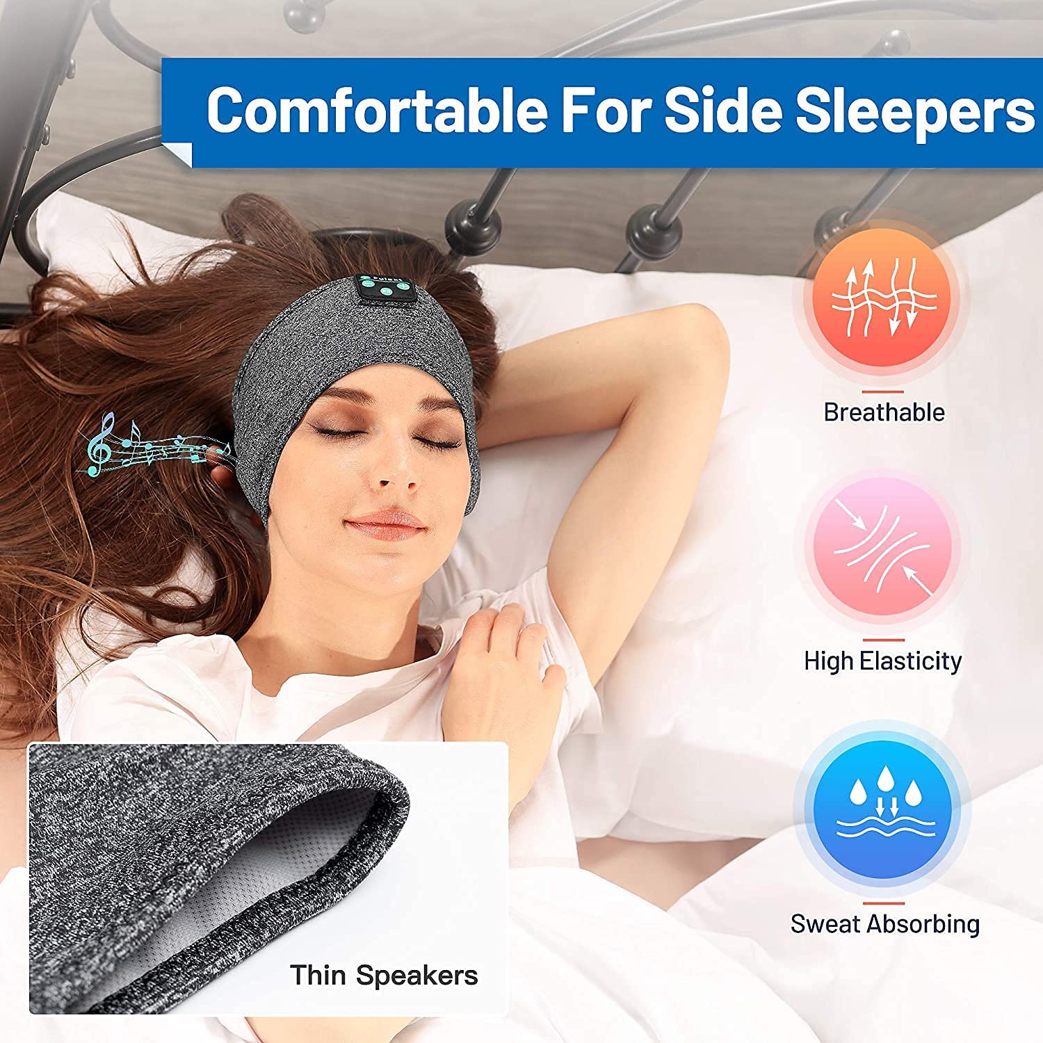 3D Wireless Bluetooth Sleep Headband with Soft Audio Speakers
