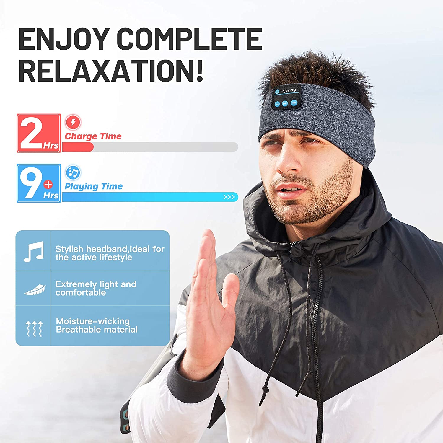 3D Wireless Bluetooth Sleep Headband with Soft Audio Speakers