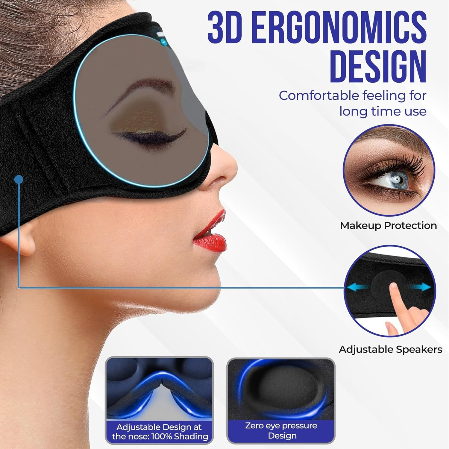 3D Wireless Bluetooth Sleep Headband with Soft Audio Speakers