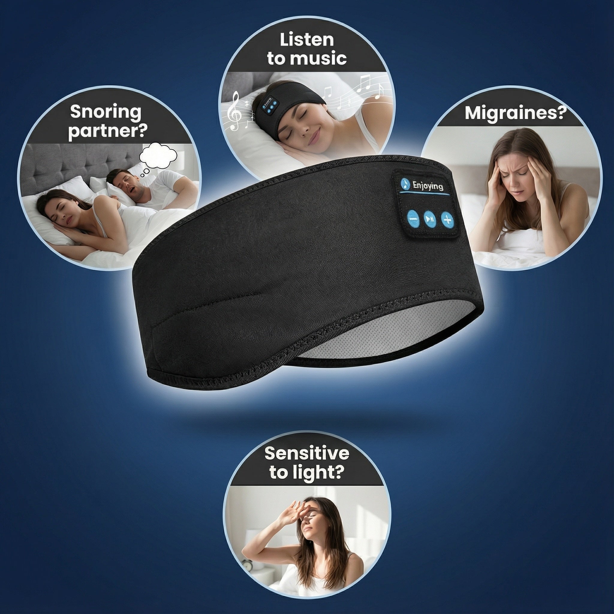 3D Wireless Bluetooth Sleep Headband with Soft Audio Speakers